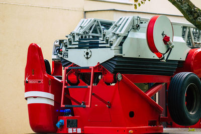 Close-up of a red machinery