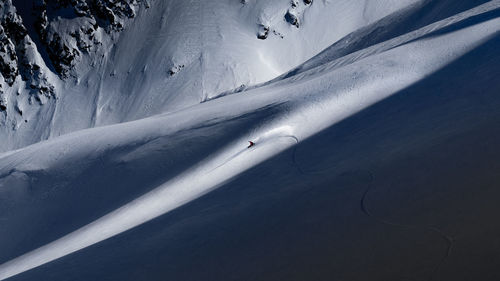 High angle view of snow covered landscape