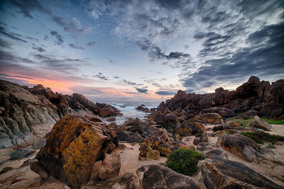 Scenic view of landscape against cloudy sky