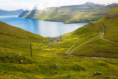 High angle view of landscape against sky