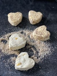 High angle view of food on table