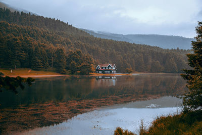 Scenic view of lake against sky