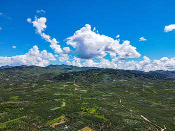 Aerial view of townscape against sky