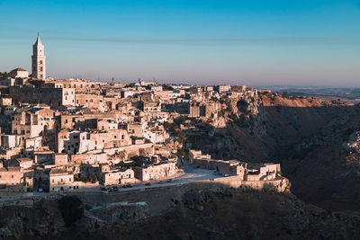 High angle view of buildings in city