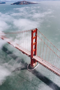 High angle view of bridge over river against sky