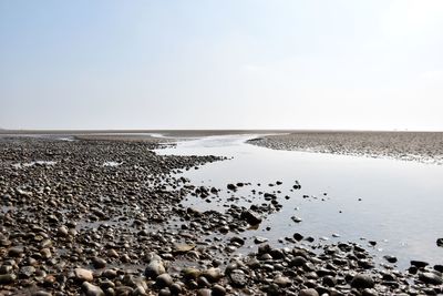 Scenic view of sea against clear sky