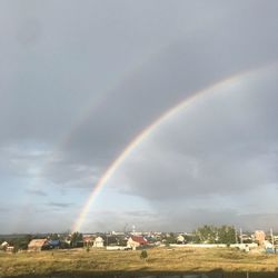 Scenic view of rainbow against sky