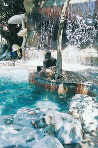 Water splashing on rocks