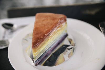 Close-up of dessert in plate on table