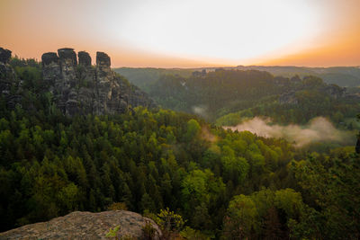 Sunrise, bastei, bastei bridge, architecture, fog, sun.