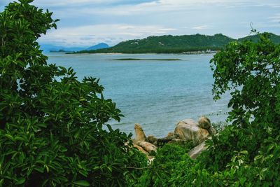 Scenic view of lake against sky