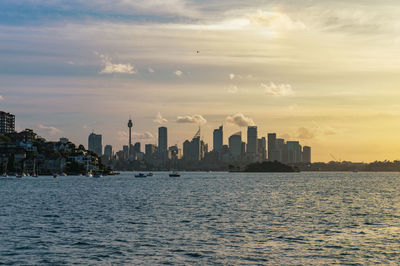 Sydney cityscape on sunset with spectacular sky. capital city travel background