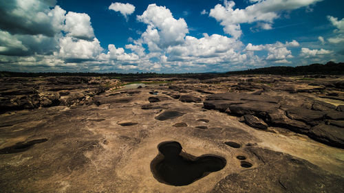 Scenic view of rock formation against sky