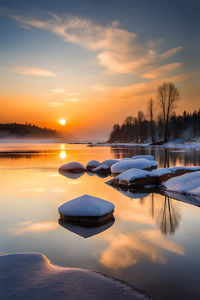 Fantastic sunset on the danish north sea coast with beautiful colors and great light.