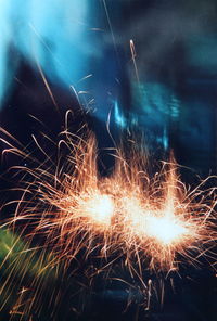 Firework display at night