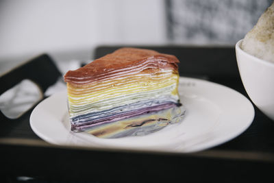 Close-up of dessert in plate on table