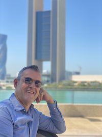 Portrait of a smiling man in swimming pool