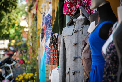 Clothes on mannequin for sale in market