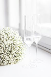Close-up of wine in glass on table