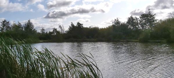 Scenic view of lake against sky