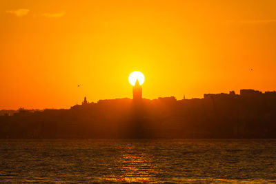 Silhouette of buildings against sky during sunset