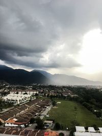 High angle view of townscape against sky