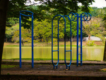 Playground against trees in park