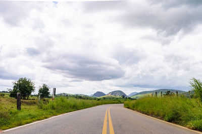 Surface level of country road along landscape