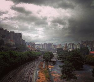 High angle view of city