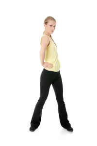 Portrait of girl standing against white background