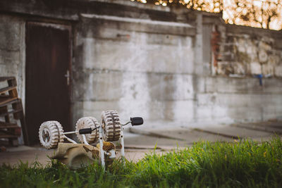 Close-up of abandoned machine