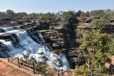 Scenic view of waterfall