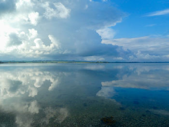 Scenic view of lake against sky