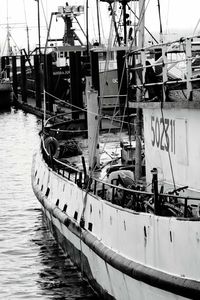 Boats moored on sea