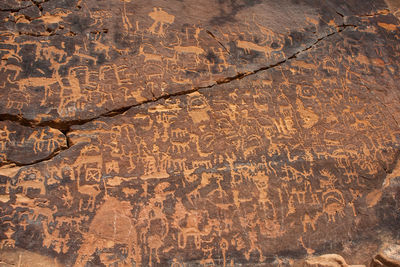 Petroglyphs of the graffiti rock  near riyadh