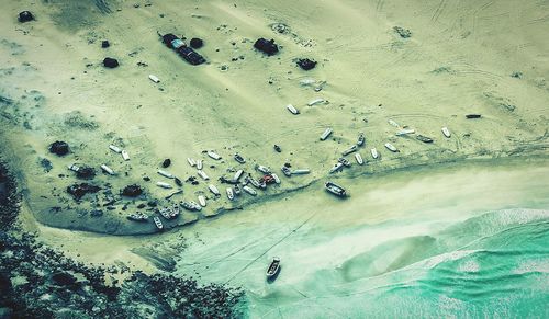 High angle view of people on beach