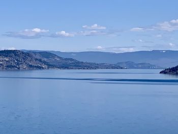 Scenic view of sea against blue sky