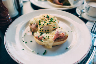 Eggs benedict on plate
