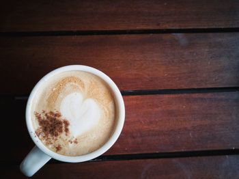 Directly above shot of cappuccino on table