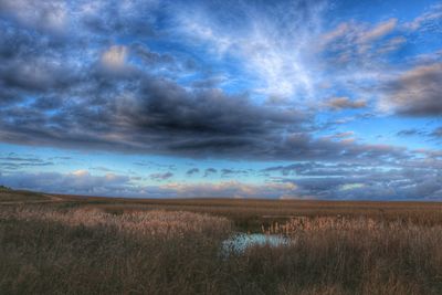 Scenic view of landscape against cloudy sky