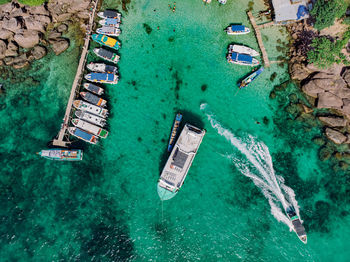 High angle view of swimming pool in sea