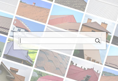 Digital composite image of roof and building against sky