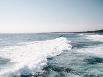 Scenic view of sea against clear sky