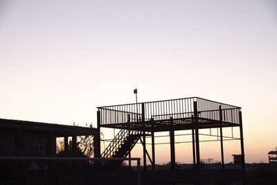 Silhouette of crane against clear sky