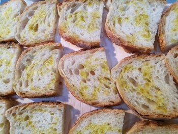 Full frame shot of bread on table