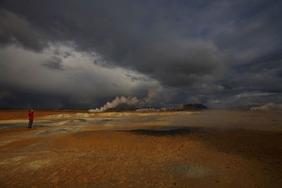 Dramatic sky over the geothermal area namaskard
