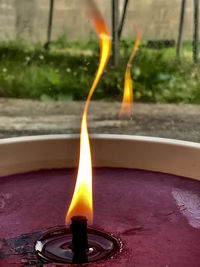 Close-up of burning candle