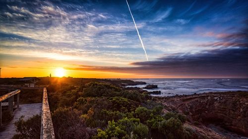 Scenic view of sunset over landscape