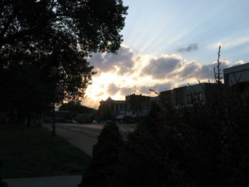 Silhouette of buildings at sunset