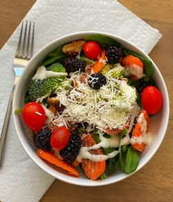 Directly above shot of salad in bowl